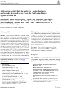 Cover page: Addressing racial/ethnic inequities in vaccine hesitancy and uptake: lessons learned from the California alliance against COVID-19