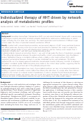 Cover page: Individualized Therapy of HHT Driven by Network Analysis of Metabolomic Profiles
