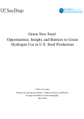 Cover page: Green New Steel: Opportunities, Insight, and Barriers to Green Hydrogen Use in U.S. Steel Production