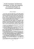 Cover page: Fourth Amendment and Statutory Limitations on Entry and Inspection of Commercial Property in Environmental Enforcement