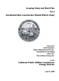 Cover page: Scoping Study and Work Plan for a Residential New Construction Market Effects Study