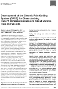 Cover page: Development of the Chronic Pain Coding System (CPCS) for Characterizing Patient-Clinician Discussions About Chronic Pain and Opioids