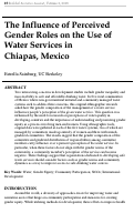 Cover page: The Influence of Perceived Gender Roles on the Use of Water Services in  Chiapas, Mexico