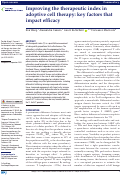 Cover page: Improving the therapeutic index in adoptive cell therapy: key factors that impact efficacy