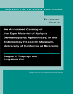 Cover page of An Annotated Catalog of the Type Material of Aphytis (Hymenoptera: Aphelinidae) in the Entomology Research Museum, University of California at Riverside