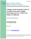 Cover page: Changes in the Economic Value of Variable Generation at High Penetration Levels: A Pilot Case Study of California