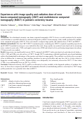 Cover page: Experiences with image quality and radiation dose of cone beam computed tomography (CBCT) and multidetector computed tomography (MDCT) in pediatric extremity trauma.