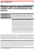 Cover page: Multiomic single cell sequencing identifies stemlike nature of mixed phenotype acute leukemia.