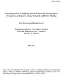 Cover page: Becoming allies: Combining social science and technological perspectives to improve energy 
research and policy making