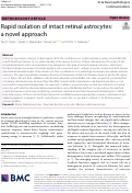 Cover page: Rapid isolation of intact retinal astrocytes: a novel approach.