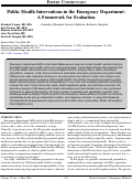 Cover page: Public Health Interventions in the Emergency Department: A Framework for Evaluation