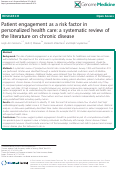 Cover page: Patient engagement as a risk factor in personalized health care: a systematic review of the literature on chronic disease