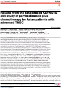 Cover page: Results from the randomized KEYNOTE-355 study of pembrolizumab plus chemotherapy for Asian patients with advanced TNBC.