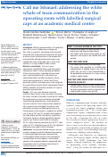 Cover page: Call me Ishmael: addressing the white whale of team communication in the operating room with labelled surgical caps at an academic medical centre.