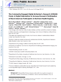 Cover page: The Community Engaged Digital Alzheimer’s Research (CEDAR) Study: A Digital Intervention to Increase Research Participation of Black American Participants in the Brain Health Registry