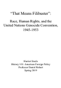Cover page: "That Means Filibuster": Race, Human Rights, and the United Nations Genocide Convention, 1945-1953”