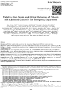 Cover page: Palliative Care Needs and Clinical Outcomes of Patients with Advanced Cancer in the Emergency Department.