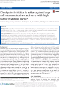 Cover page: Checkpoint inhibitor is active against large cell neuroendocrine carcinoma with high tumor mutation burden.