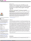 Cover page: Patient choice improves self-efficacy and intention to complete tuberculosis preventive therapy in a routine HIV program setting in Uganda