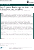 Cover page: Asynchronous vs didactic education: it¿s too early to throw in the towel on tradition