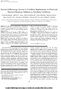 Cover page: Factors Influencing Access to Cochlear Implantation in Deaf and Hard-of-Hearing Children in Southern California.