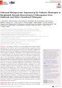 Cover page: Unbiased Metagenomic Sequencing for Pediatric Meningitis in Bangladesh Reveals Neuroinvasive Chikungunya Virus Outbreak and Other Unrealized Pathogens.