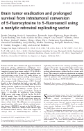 Cover page: Brain tumor eradication and prolonged survival from intratumoral conversion of 5-fluorocytosine to 5-fluorouracil using a nonlytic retroviral replicating vector