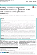 Cover page: Building social capital to promote adolescent wellbeing: a qualitative study with teens in a Latino agricultural community.