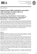 Cover page: Paternal sperm DNA methylation associated with early signs of autism risk in an autism-enriched cohort