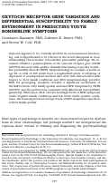 Cover page: Oxytocin receptor gene variation and differential susceptibility to family environment in predicting youth borderline symptoms.