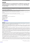 Cover page: Assessing Barriers to Implementation of Machine Learning and Artificial Intelligence–Based Tools in Critical Care: Web-Based Survey Study