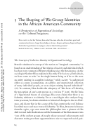 Cover page: The Shaping of We-Group Identities in the African American Community: A Perspective of Figurational Sociology on the Cultural Imaginary