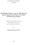 Cover page: The Definitive Reform. How the 1996 Electoral Reform Triggered the Demise of the PRI's Dominant-Party Regime