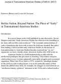 Cover page: Before Nation, Beyond Nation: The Place of "Early" in Transnational American Studies