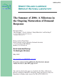 Cover page: The Summer of 2006: A Milestone in the Ongoing Maturation of Demand Response