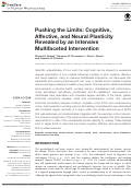 Cover page: Pushing the Limits: Cognitive, Affective, and Neural Plasticity Revealed by an Intensive Multifaceted Intervention