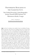 Cover page: Performing Research in the Closeted City: One Lesbian Researcher’s Autoethnographic Journey toward LGBTQ-Inclusive Sex Education in Atlanta, Georgia