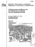 Cover page: Field Measurements of Efficiency and Duct Effectiveness in Residential Forced Air Distributions Systems