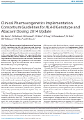 Cover page: Clinical Pharmacogenetics Implementation Consortium Guidelines for HLA‐B Genotype and Abacavir Dosing: 2014 Update