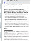 Cover page: Environmental chemical burden in metabolic tissues and systemic biological pathways in adolescent bariatric surgery patients: A pilot untargeted metabolomic approach