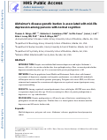 Cover page: Alzheimer's disease genetic burden is associated with mid‐life depression among persons with normal cognition