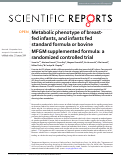 Cover page: Metabolic phenotype of breast-fed infants, and infants fed standard formula or bovine MFGM supplemented formula: a randomized controlled trial