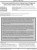 Cover page: Ultrasound Guided Placement of Single-Lumen Peripheral Intravenous Catheters in the Internal Jugular Vein