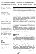 Cover page: Harnessing Information Technology to Inform Patients Facing Routine Decisions: Cancer Screening as a Test Case