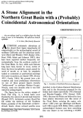 Cover page: A Stone Alignment in the Northern Great Basin with a (Probably) Coincidental Astronomical Orientation