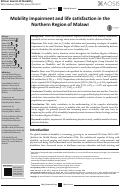 Cover page: Mobility impairment and life satisfaction in the Northern Region of Malawi