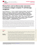 Cover page: Biomarkers and cardiovascular outcomes in chimeric antigen receptor T-cell therapy recipients.