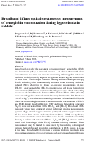 Cover page: Broadband diffuse optical spectroscopy measurement of hemoglobin concentration during hypovolemia in rabbits