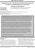 Cover page: Vaginal Swabs Are Non-inferior to Endocervical Swabs for Sexually Transmitted Infection testing in the Emergency Department