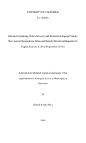 Cover page: Education Organizing, Policy Advocacy and Restrictive Language Policies: How Activist Organizations Define and Remedy Educational Inequality for English Learners in a Post-Proposition 227 Era